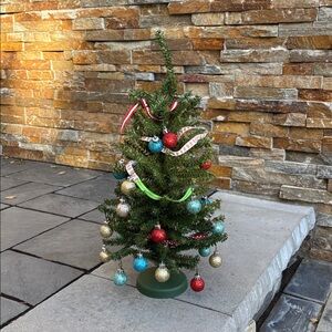 Festive Miniature Christmas Tree with Colorful Ornaments